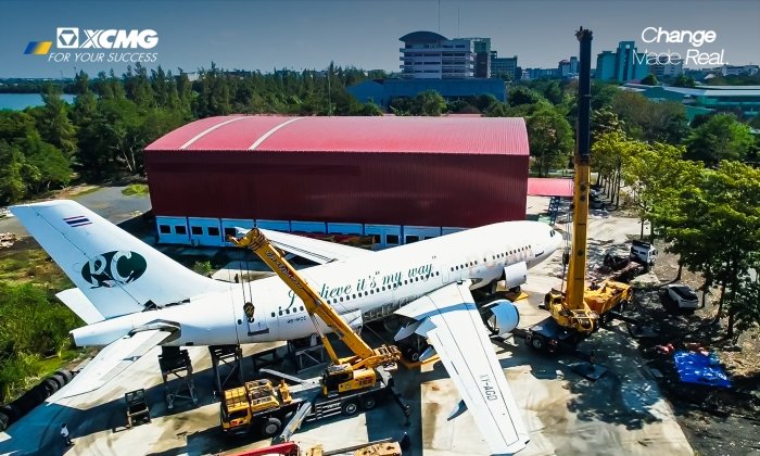 XCMG crane helps Thailand Airlines aircraft maintenance